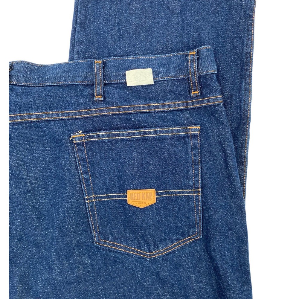 Red Kap Mens Jeans Straight Leg Dark Wash Cotton Workwear Five Pocket Size 50x32 - Picture 4 of 7
